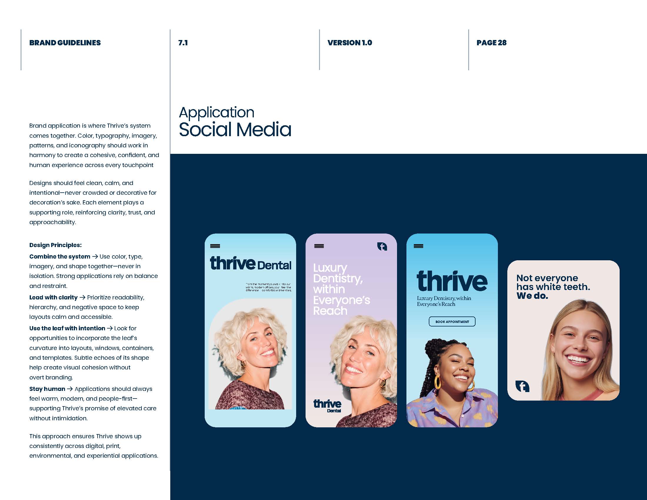 Thrive Dental brand applied to social media templates