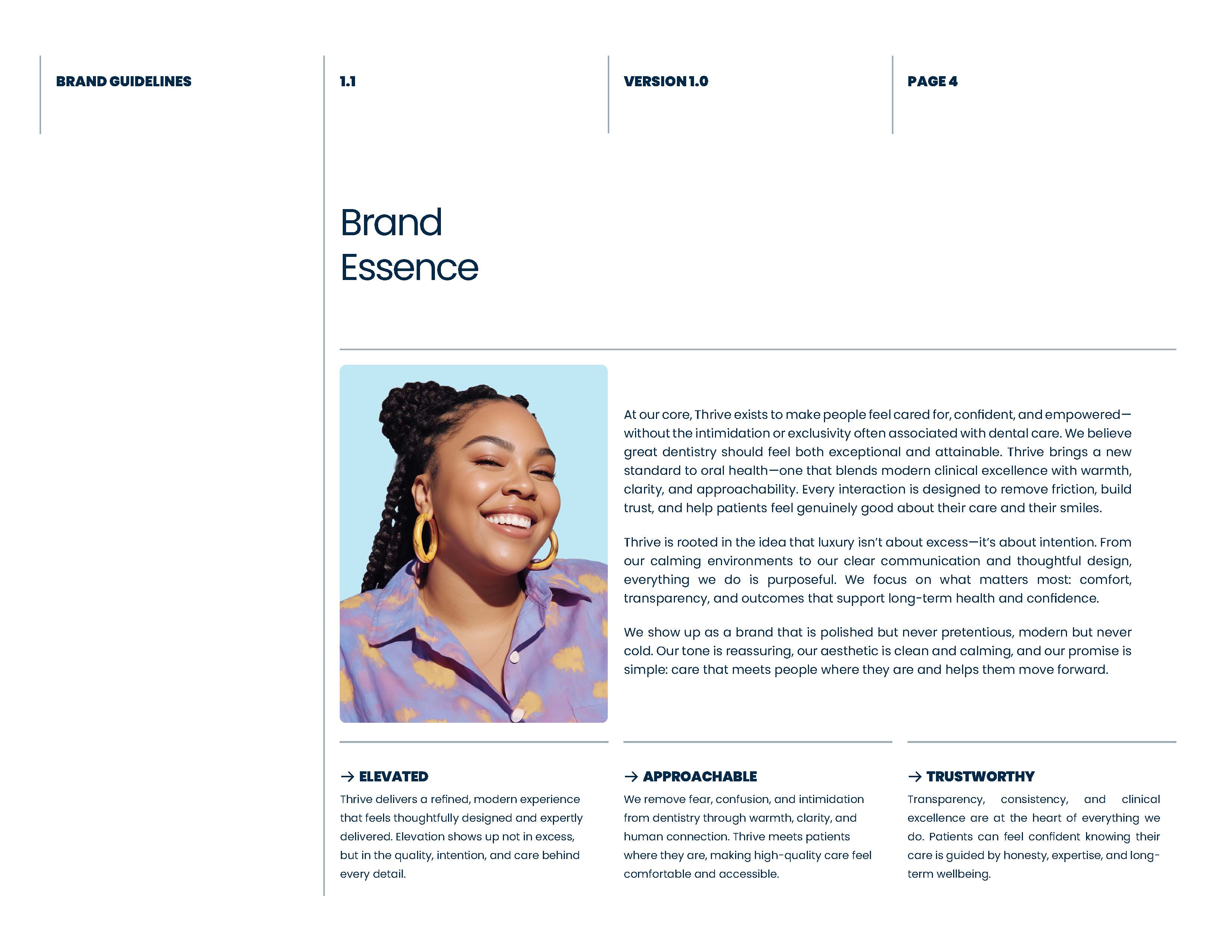 Thrive Dental brand essence and personality principles