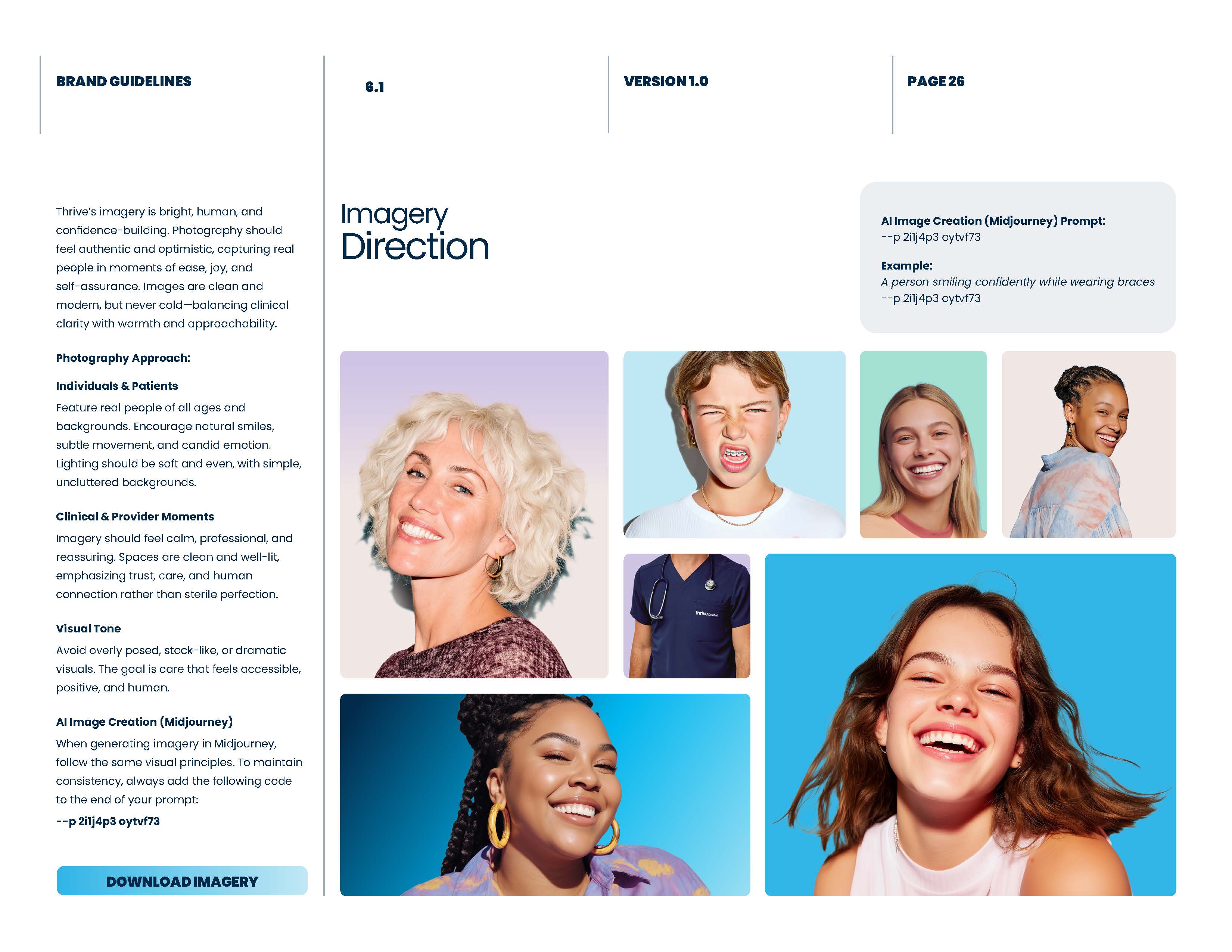 Thrive Dental imagery direction featuring bright and approachable portraits