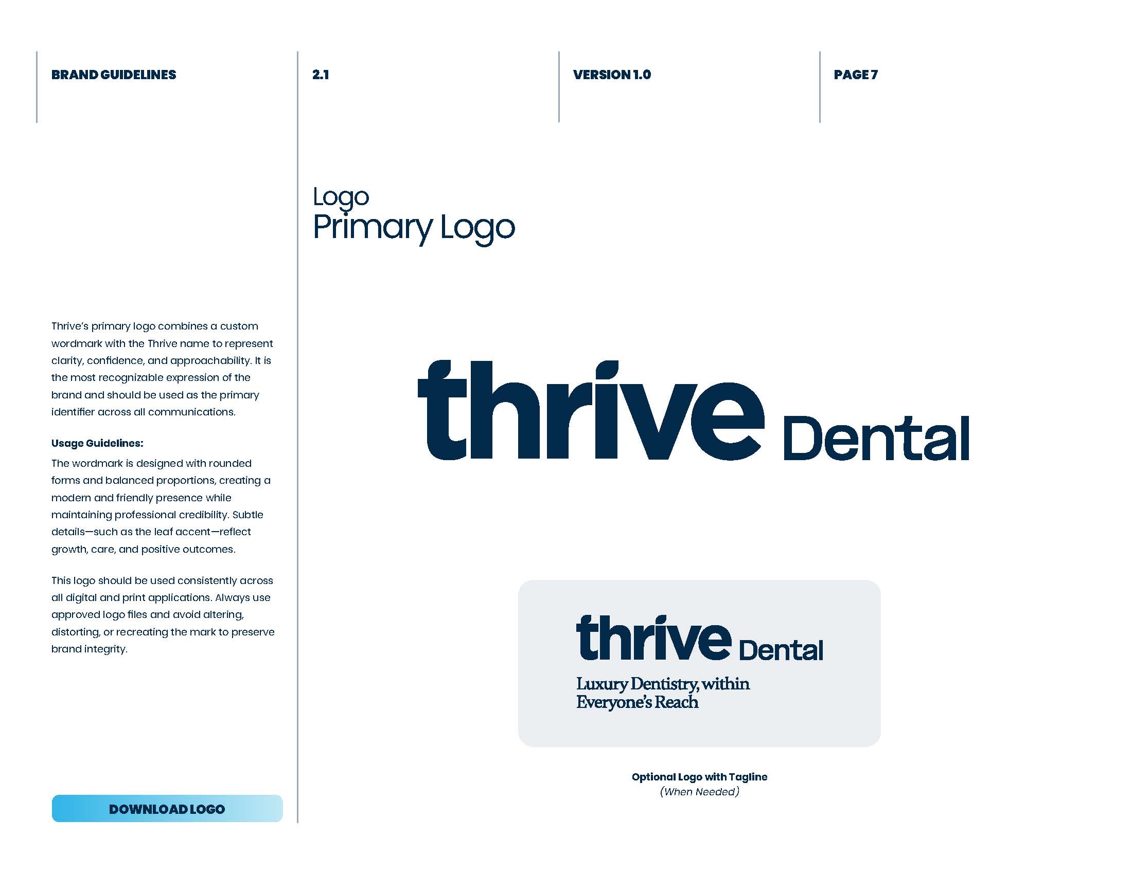 Primary Thrive Dental logo and wordmark system