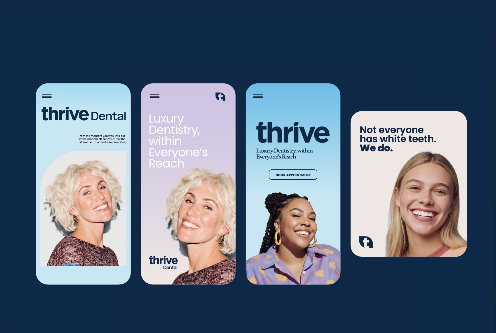 Thrive Dental website and brand shown across responsive mobile screens