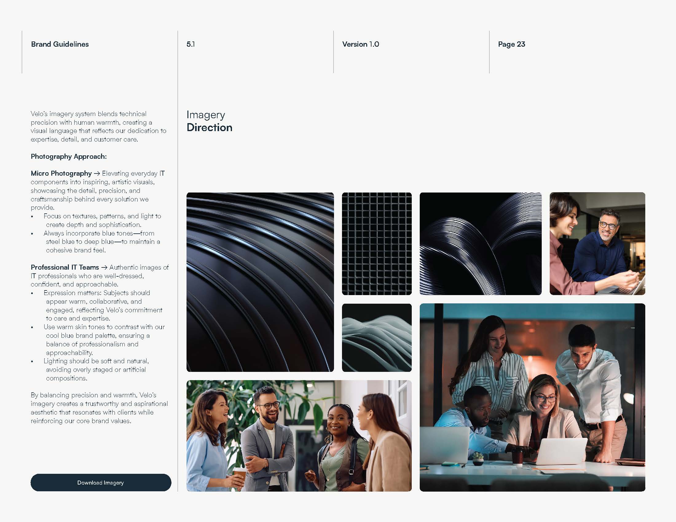 Velo imagery direction combining IT micro-photography with collaborative team photography